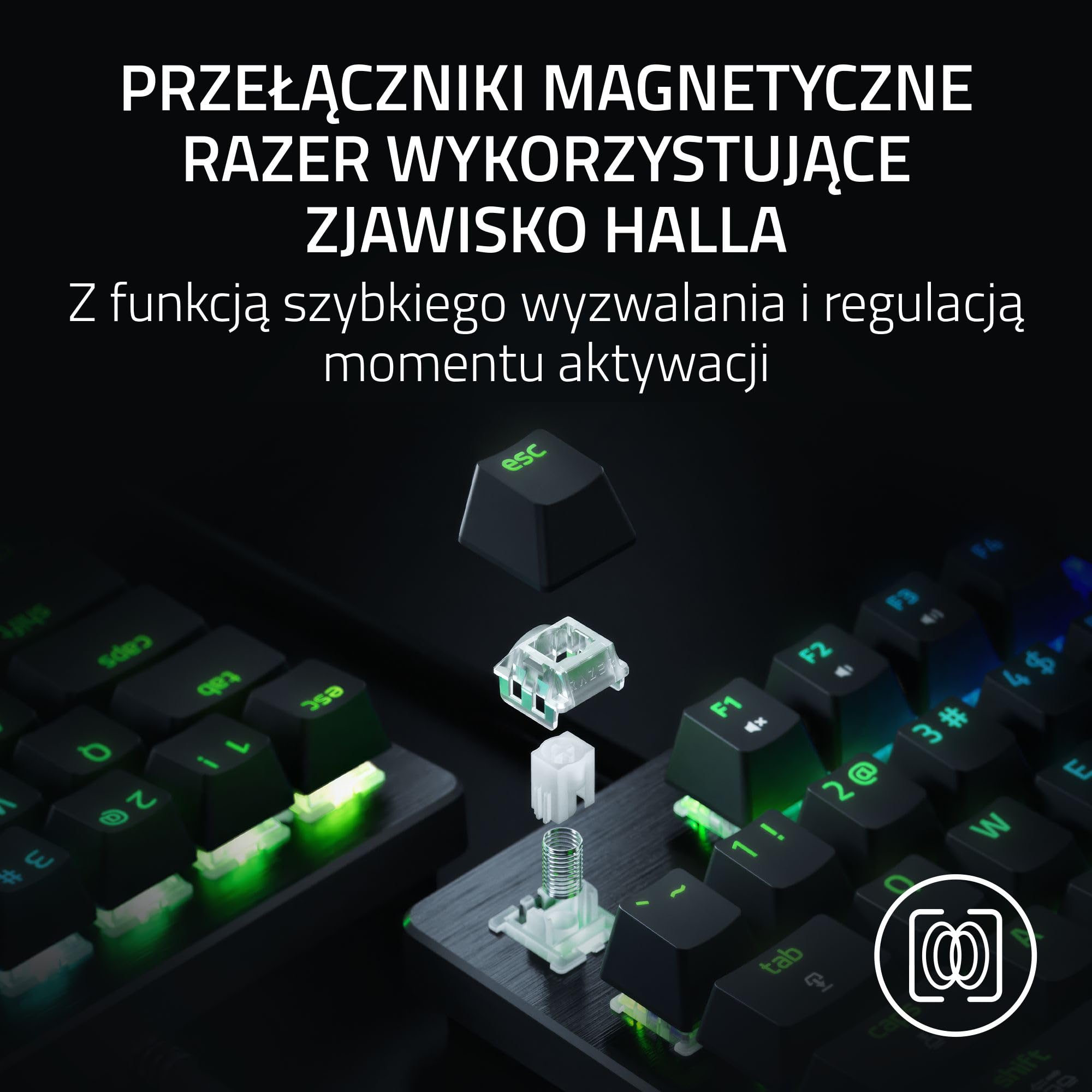 Razer Huntsman V3 HE Magnetic Mini 65% 8KHz - klawiatura do e-sportu z przełącznikami Hall-Effect - Snap Tap - HyperPolling 8000 Hz - priorytet podwójnego naciśnięcia klawisza - PC | QWERTY US