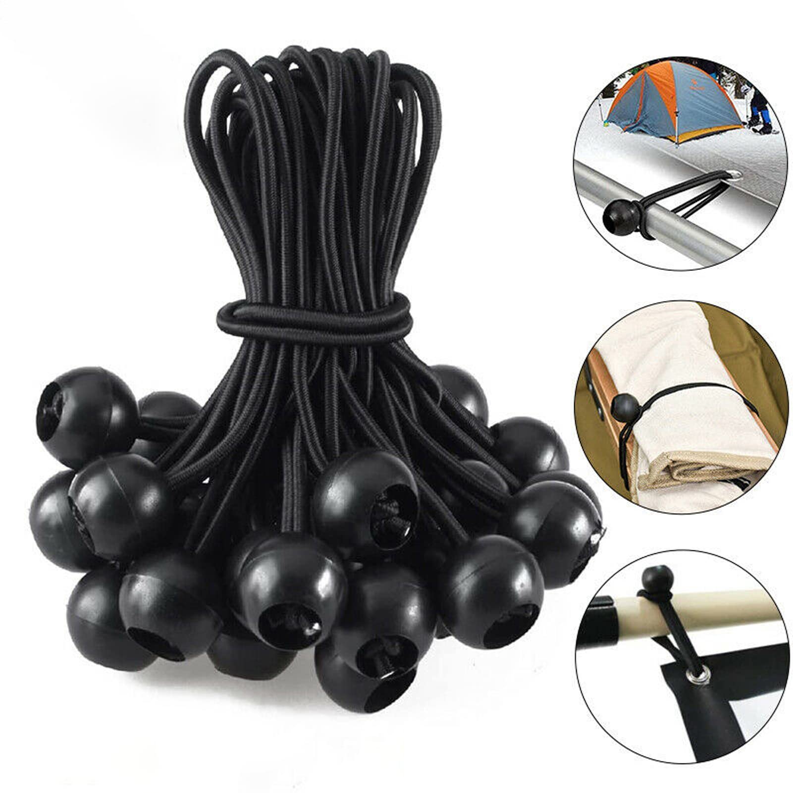 40-Pack 6-Inch Adjustable Ball Bungee Cords - Stretchy Tie-Downs For Tarps, Tents, Cargo & More - View #5