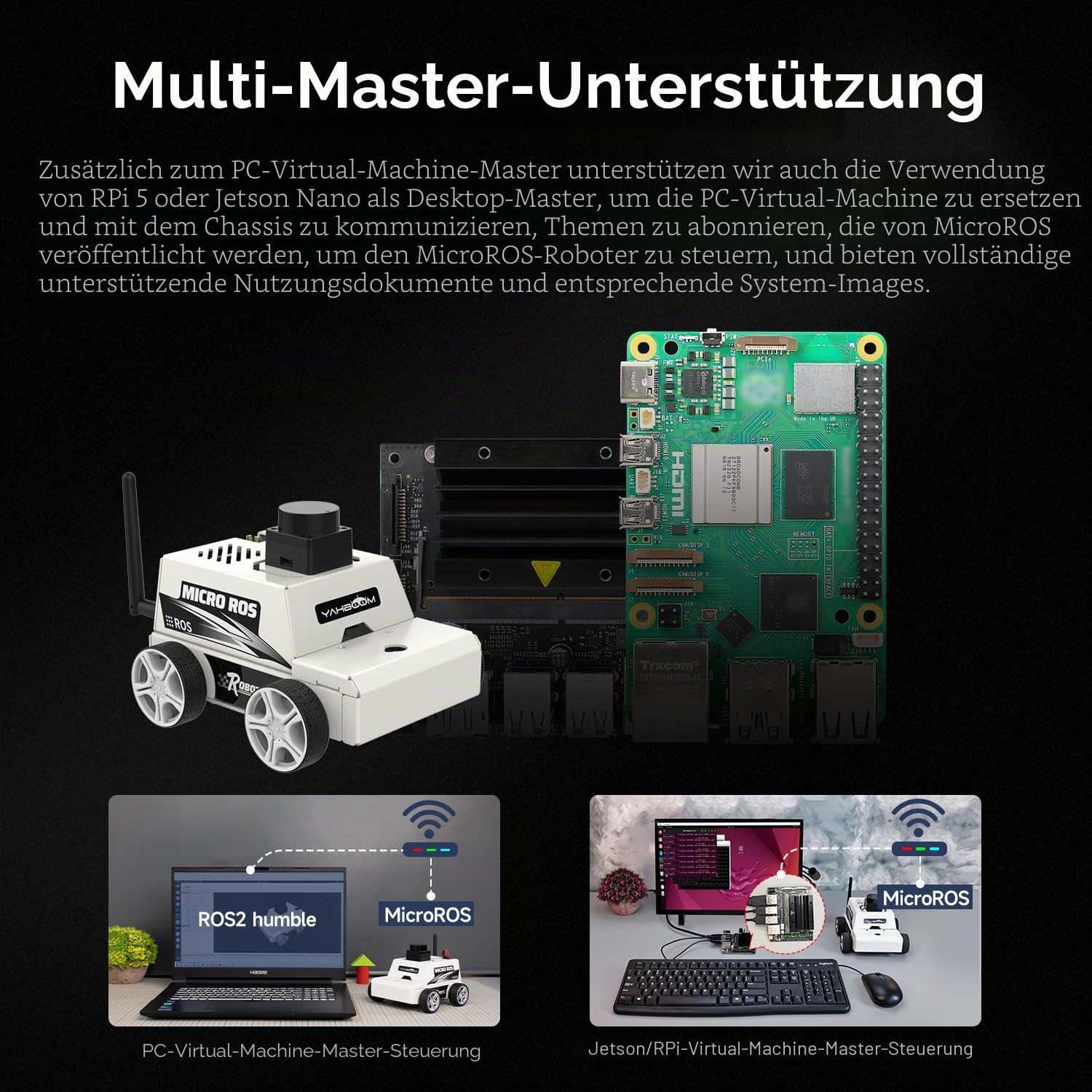 Yahboom MicroROS Robot Kit Virtual Machine PC Control ROS AI Visual Recognition, SLAM Mapping Navigation,OpenCV (Without WiFi Camera)(Standard Version)
