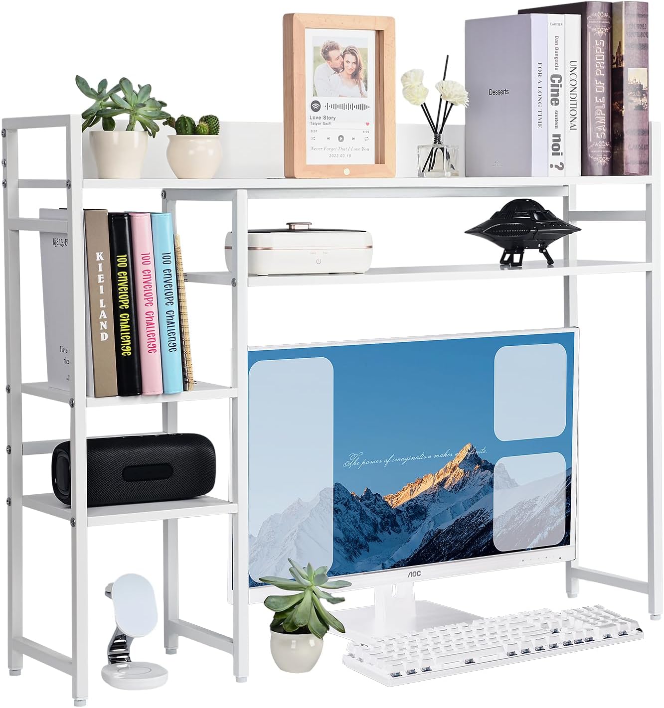 FUYAO 3 Tier Metal Hutch Bookcase Organizer, Sturdy Desktop