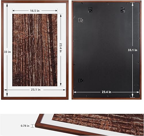 Vista 75 de Marco de 20 x 24 pulgadas, marco de fotos de 20 x 24 pulgadas, con paspartú a 16 x 20 pulgadas, marco de madera maciza, para colgar en la pared