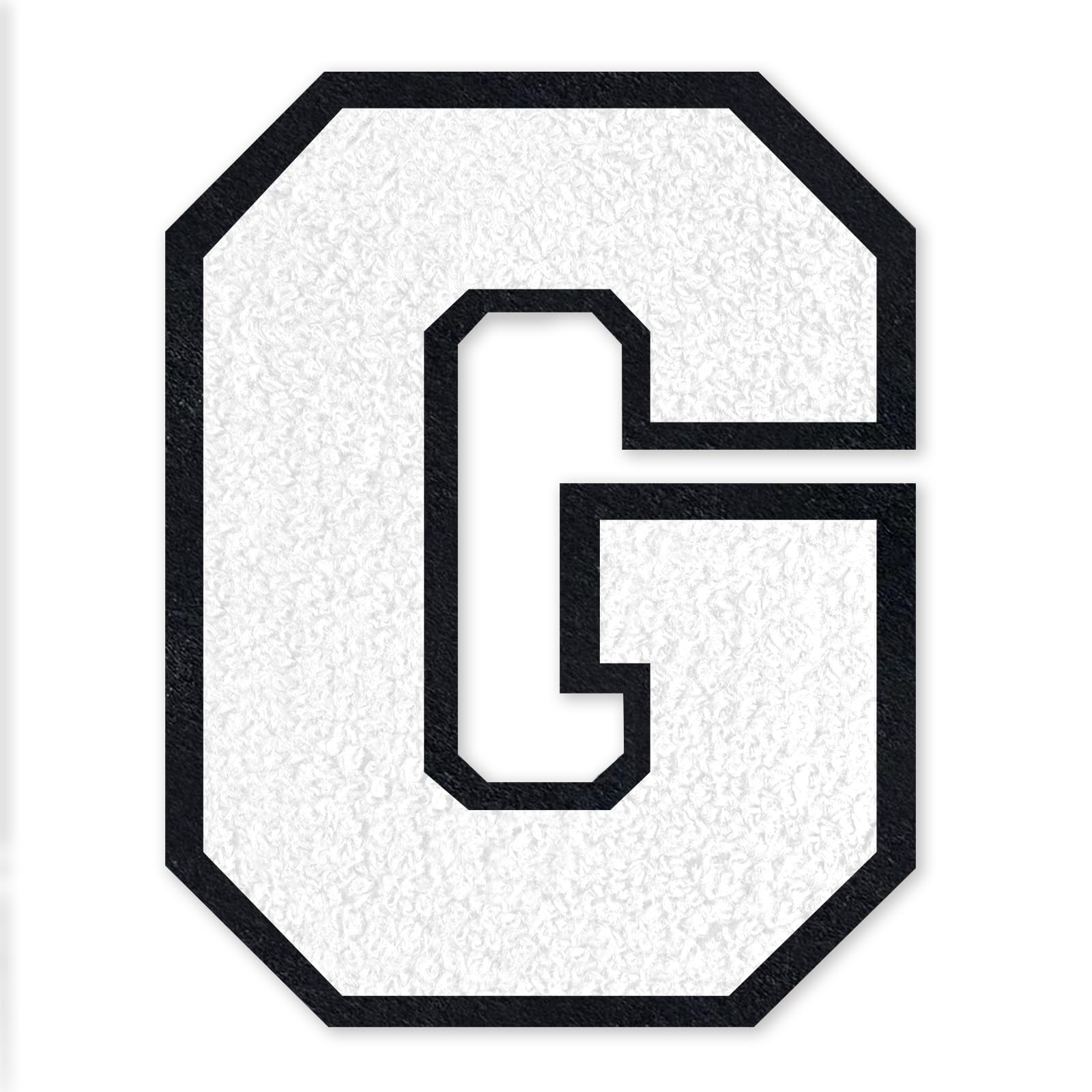 QianSiLi 6.5 Inch Chenille Iron On Letters for Clothes Varsity Letter Patches Embroidered Patch Iron On Patches for Clothing Jacket/Hoodie/Varsity (White,G)