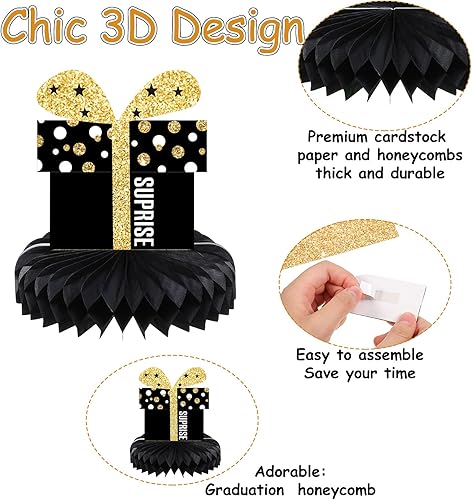 Miniatura 3 de 8 piezas de decoración de fiesta de feliz cumpleaños, centros de mesa de panal de abeja, decoración de mesa para recuerdos de fiesta, accesorios de