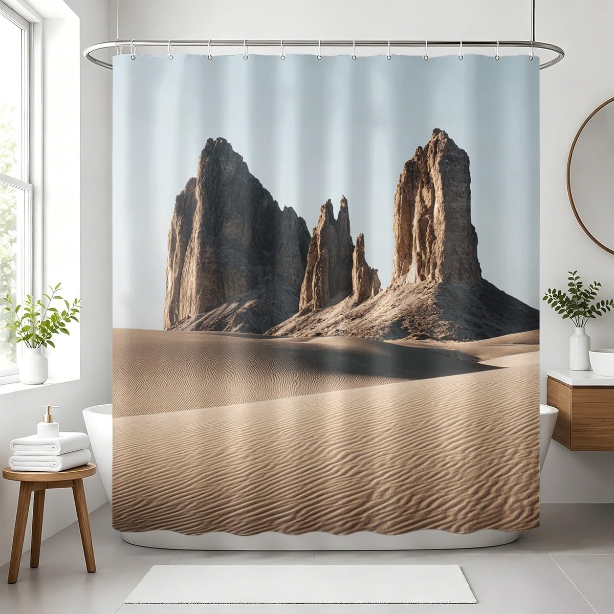 Generico Tenda Doccia 240x200 cm Beige Antimuffa e Impermeabile Poliestere