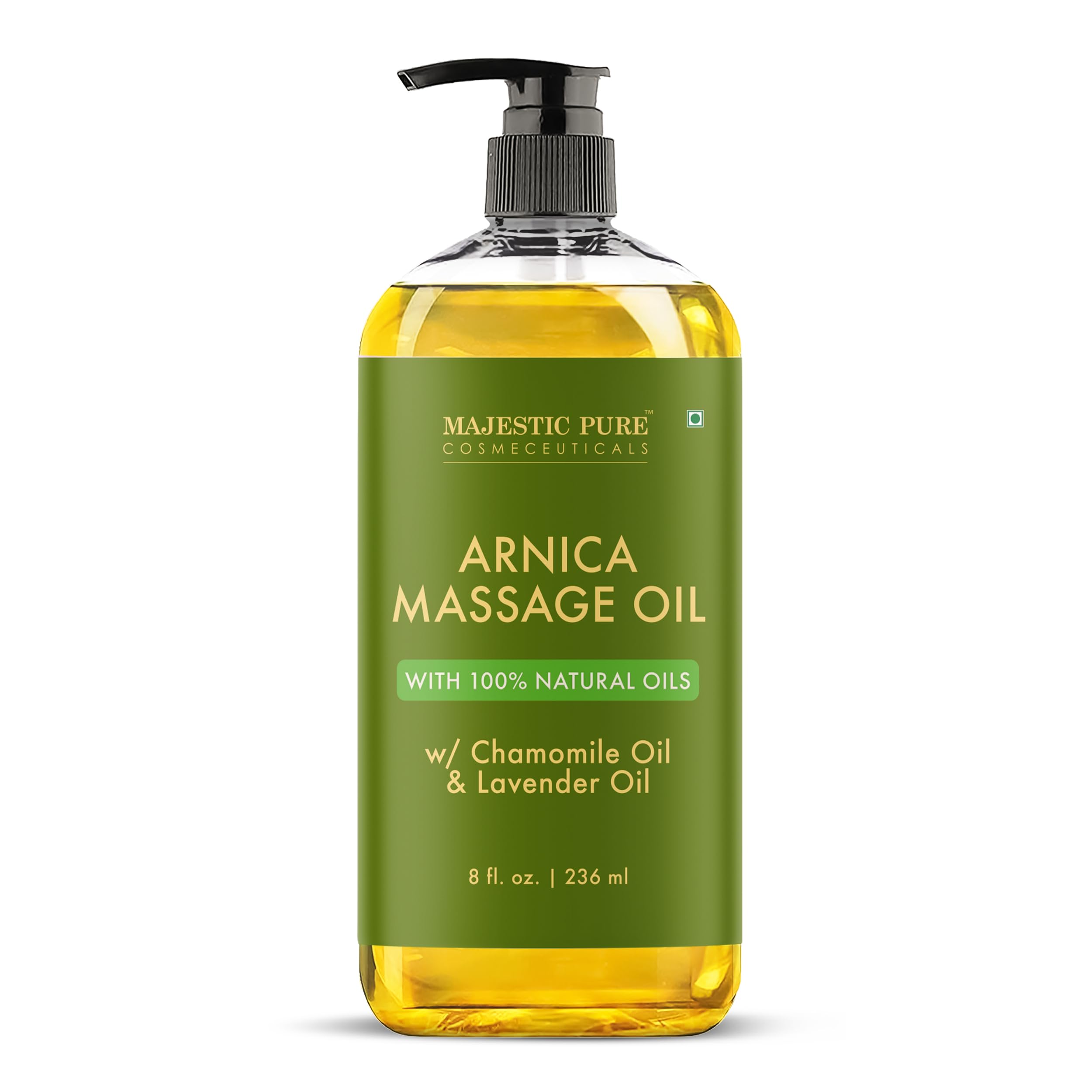 MAJESTIC PURE Arnica Sore Muscle Massage Oil for Massage Therapy - Natural Oil with Lavender and Chamomile Essential Oils - Multipurpose Instant Absorption Full Body Massage Oil - 8 fl. oz.