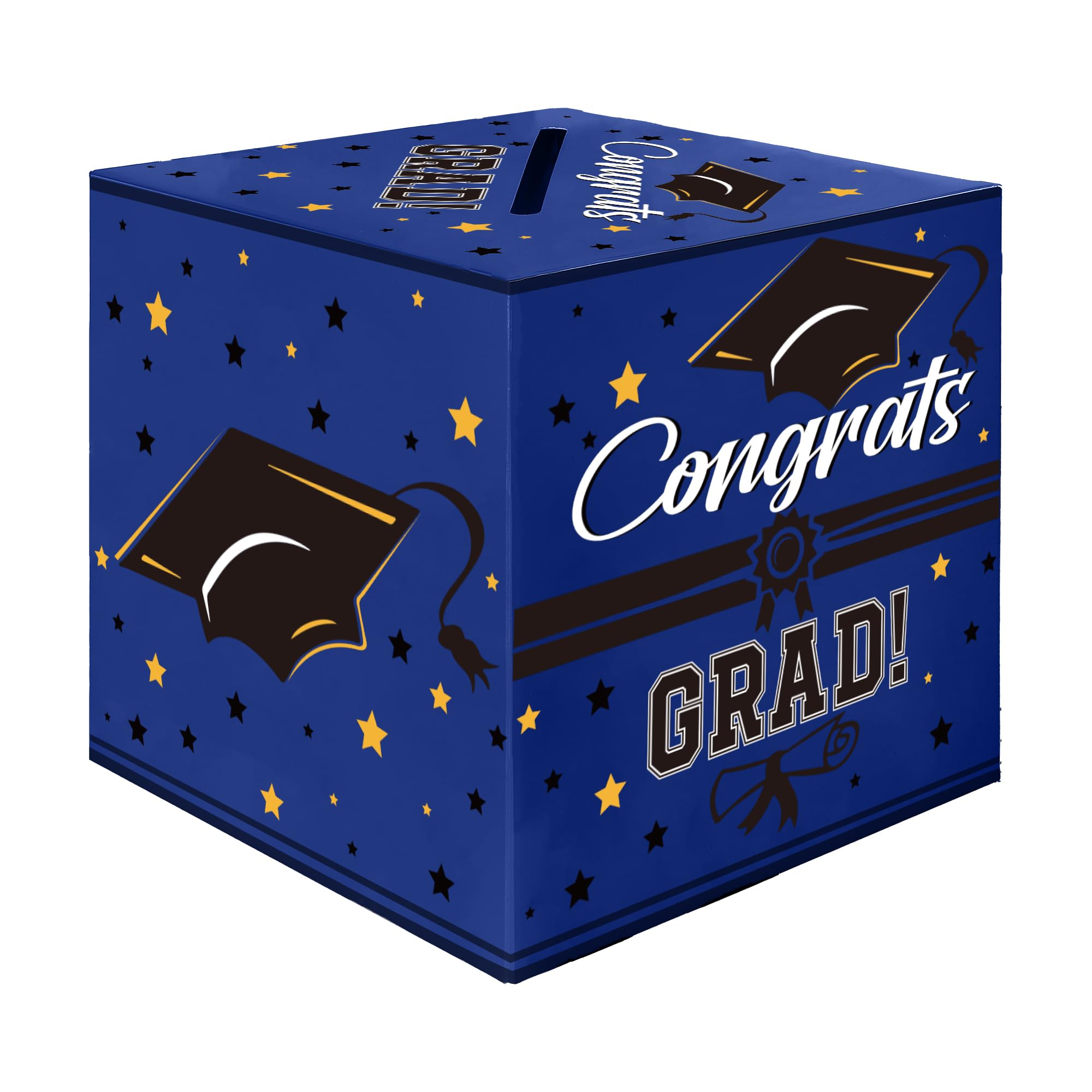 Graduation Card Box, Graduation Party Decorations 2026, Blue Graduation Box, Graduation Card Holder, Foldable Cardboard Congrats Grad Card Gift Box for Graduation Party Supplies Party Favors