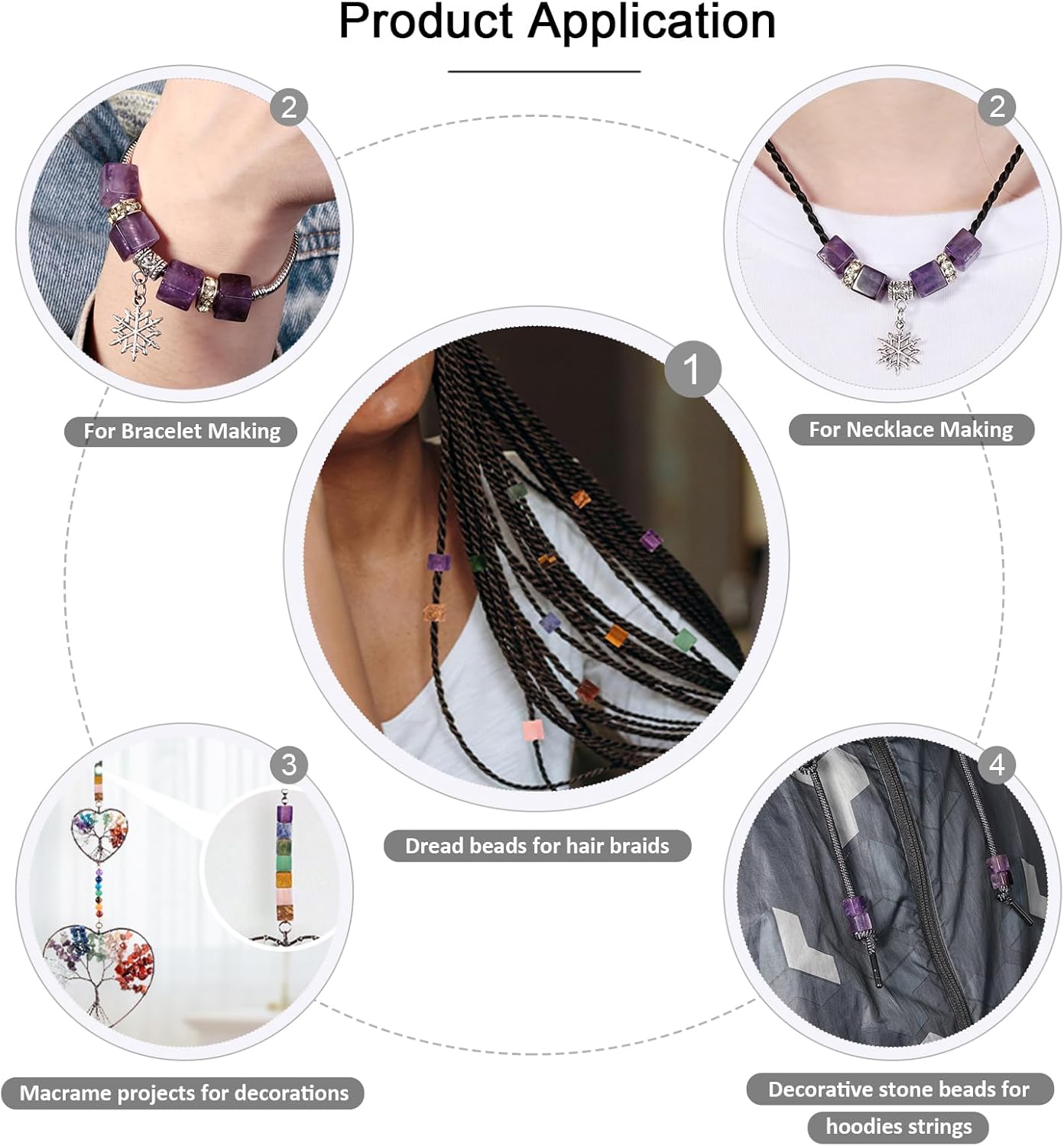 TUMBEELLUWA Stone Bead for Jewelry Making, Healing Crystal Large Hole Square Shape Loose Beads Pack of 15,India Agate - Image 3