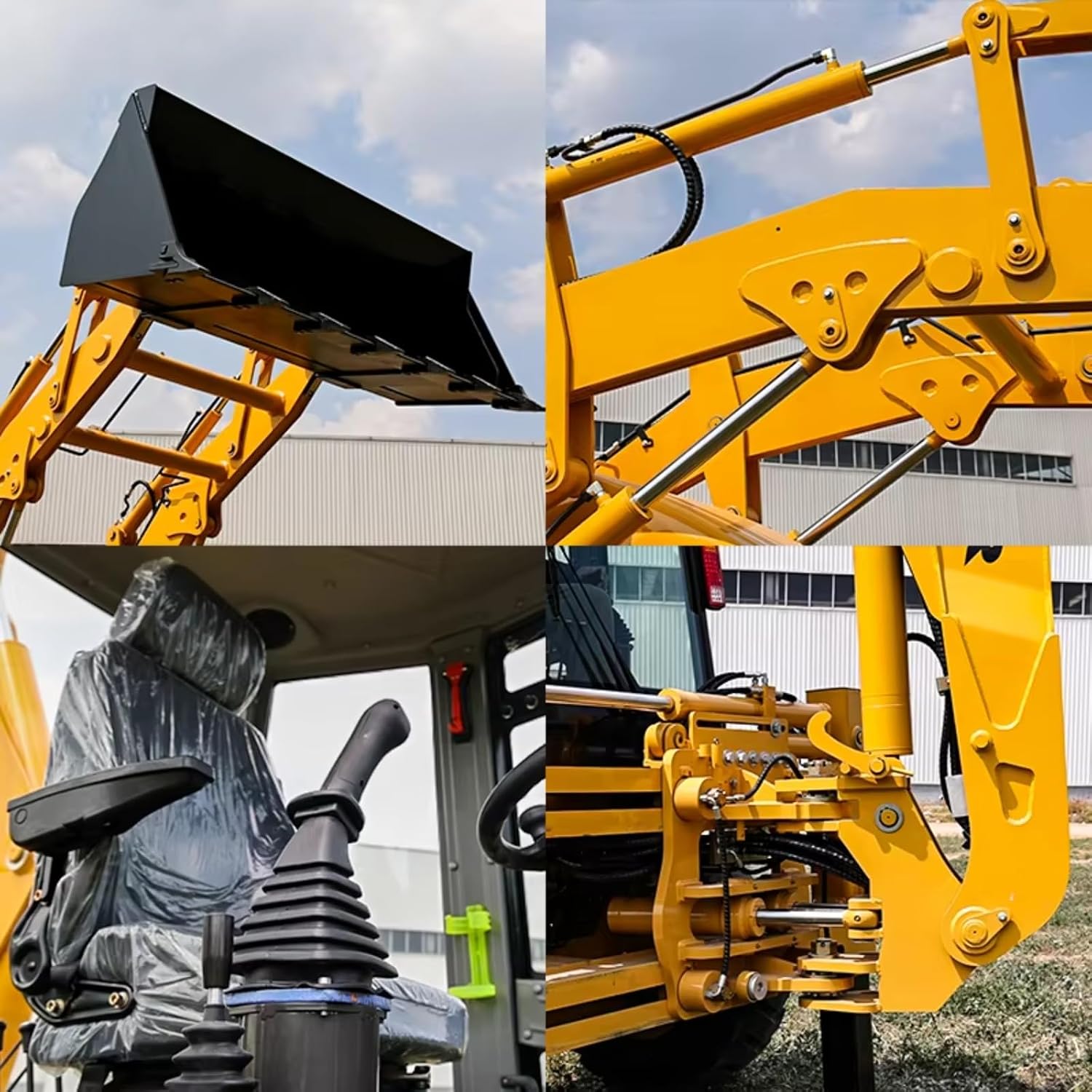 Multi-Use Backhoe Loader with Customizable Attachments - Backhoe and Loader Setup Earth-Moving Machinery for Versatile Digging, Excavation, and Loading Work on Farms, Construction Sites
