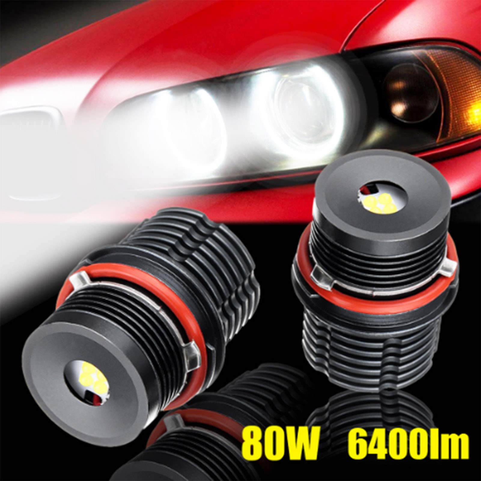 Blanc haute puissance 6500 K 40 W/pcs LED Angel Eyes Halo anneau marqueur ampoule de remplacement pour BMW E39 E53 E60 E63