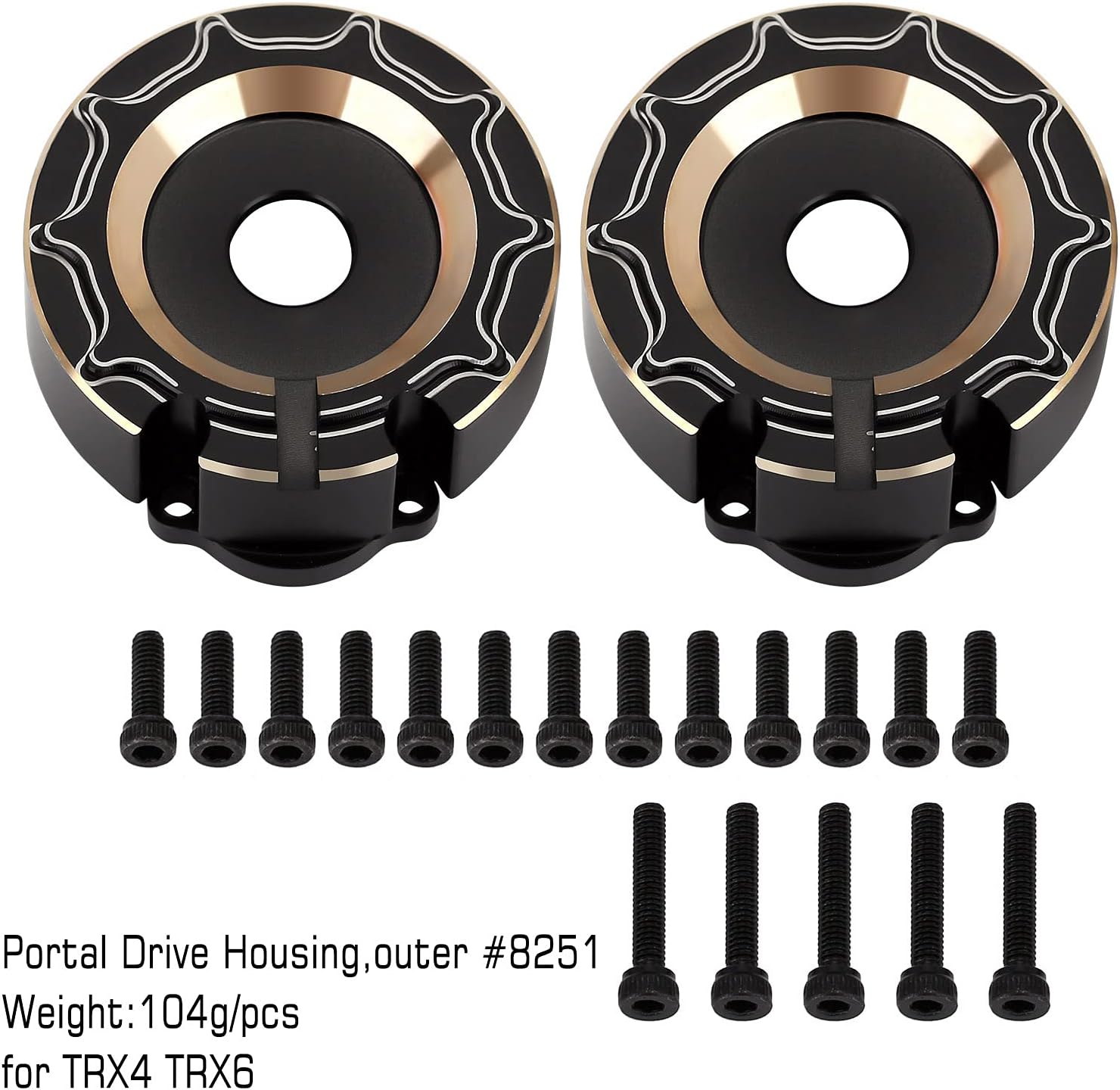 INJORA Brass Counterweight 104g Outer Portal Drive Housing for 1/10 RC Crawler Car TRX4 TRX6 Black Upgrade Parts,2pcs