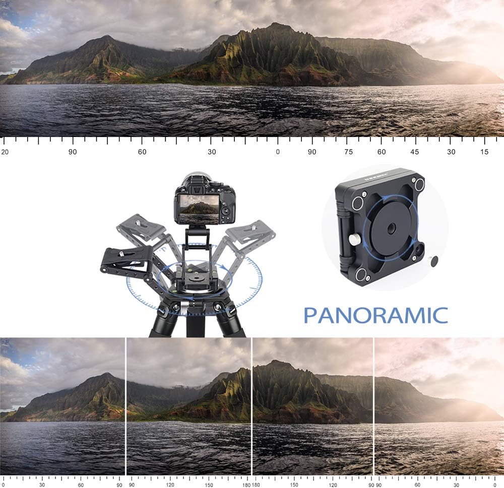 Z-Flex Tilt Tripod Head-INNOREL MH5 CNC Aluminum Alloy All Metal Flexible Folding Z Pan 360° Horizontal Rotation with Magic Arm and Phone Mounting Clip Max Load 6.61lb for Canon Nikon Sony DSRL Slider