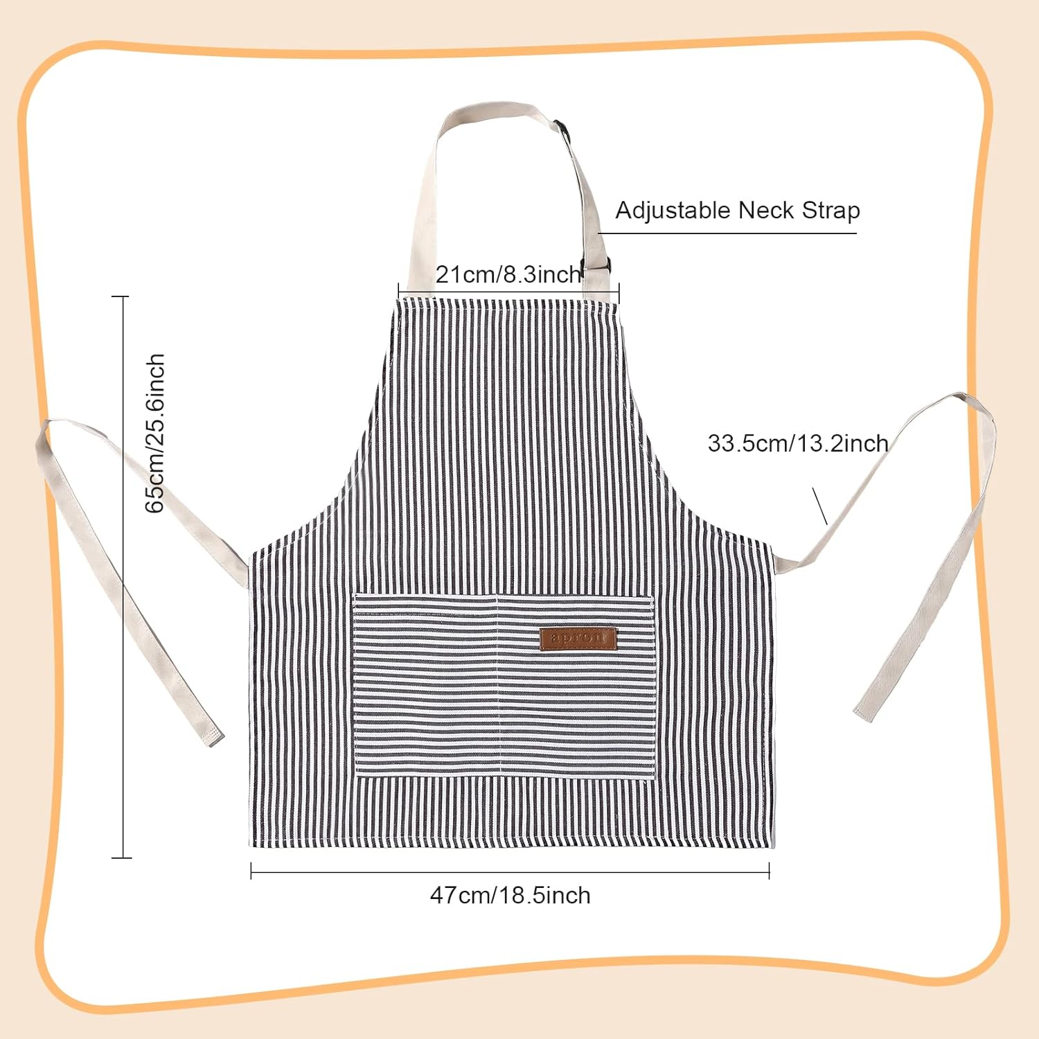 Kids Apron, Kids Cooking Aprons, Canvas Striped Aprons with Pockets, Cute Adjustable Kids Apron for Baking Art, 2Pack - Image 2