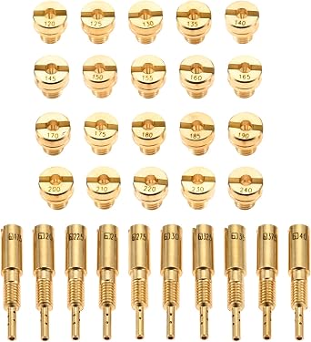 Gohantee 30Pcs Carburetor Main Jet and Pilot Slow Jet Kit, Including 20Pcs Main Jet and 10Pcs Slow Pilot Jet, Replacement for Mikuni Carburetor Large Round N100.604 & VM28/486, Compatible with Suzuki