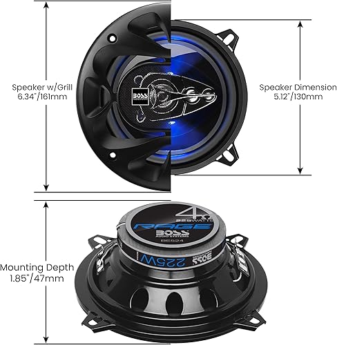 Miniatura 4 de BOSS Audio Systems BE654 - Altavoces para automóvil de 65 pulgadas 300 vatios de potencia por par 150 vatios cada uno rango completo 4 vías se