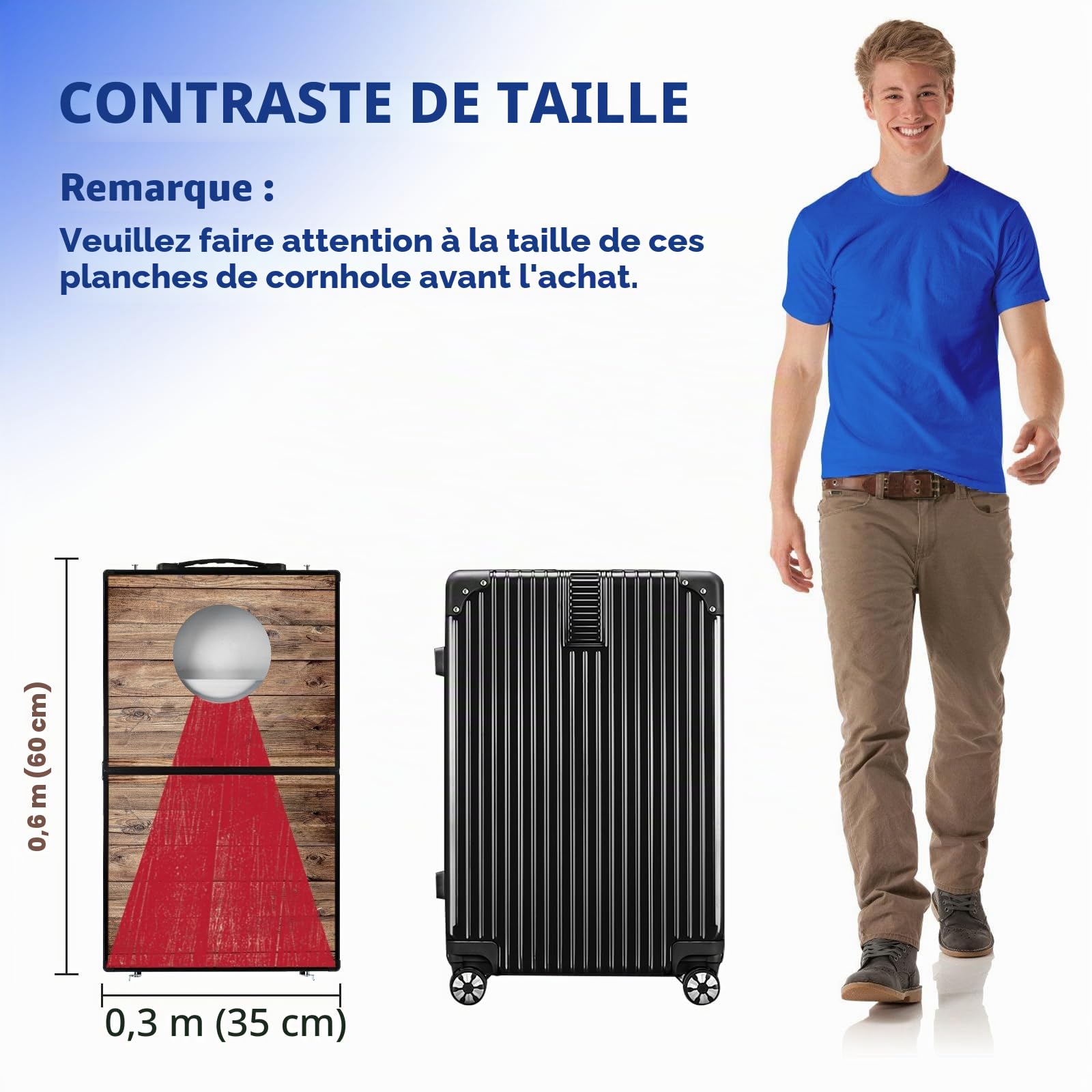 NZQXJXZ Jeu de Cornhole en Aluminium Durable pour l'extérieur, avec Sacs à fèves et Un Sac de Transport, pour Le Jardin, la pelouse ou la Plage Kit de Jeu de Plein air 2-en-1 Pliable pour Le Camping