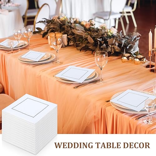 Miniatura 5 de Peryiter 100 servilletas de cóctel de lino a granel de 4.7 x 4.7 pulgadas, pequeñas servilletas clásicas de lino blanco con punto vainica, mini