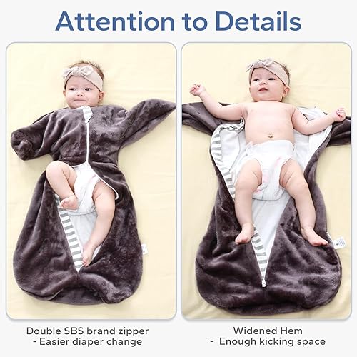 Miniatura 4 de ZIGJOY Shark-Fin - Manta de transición  Saco de dormir de transición de forro polar de 2.0 tog para 6 a 9 meses, manta de felpa cálida para bebé con