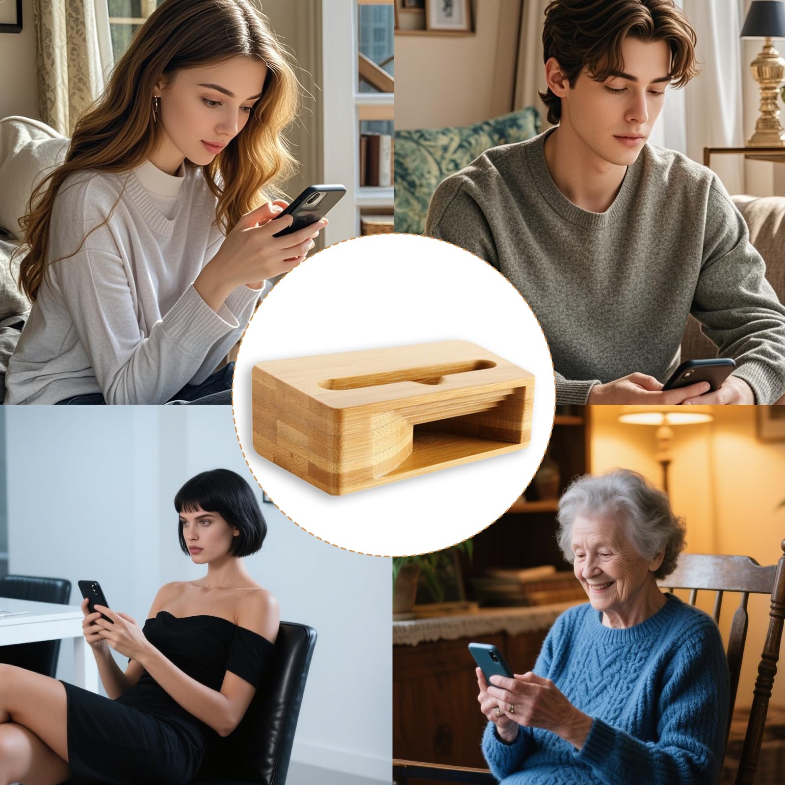 1 Stück Handy-Verstärker Tragbarer Holzlautsprecher Universeller Handyhalter Natürliche Lautsprecherbasis Desktop-Dekoration Standbox Geeignet Für Büro Wohnzimmer Schlafzimmer Arbeitszimmer