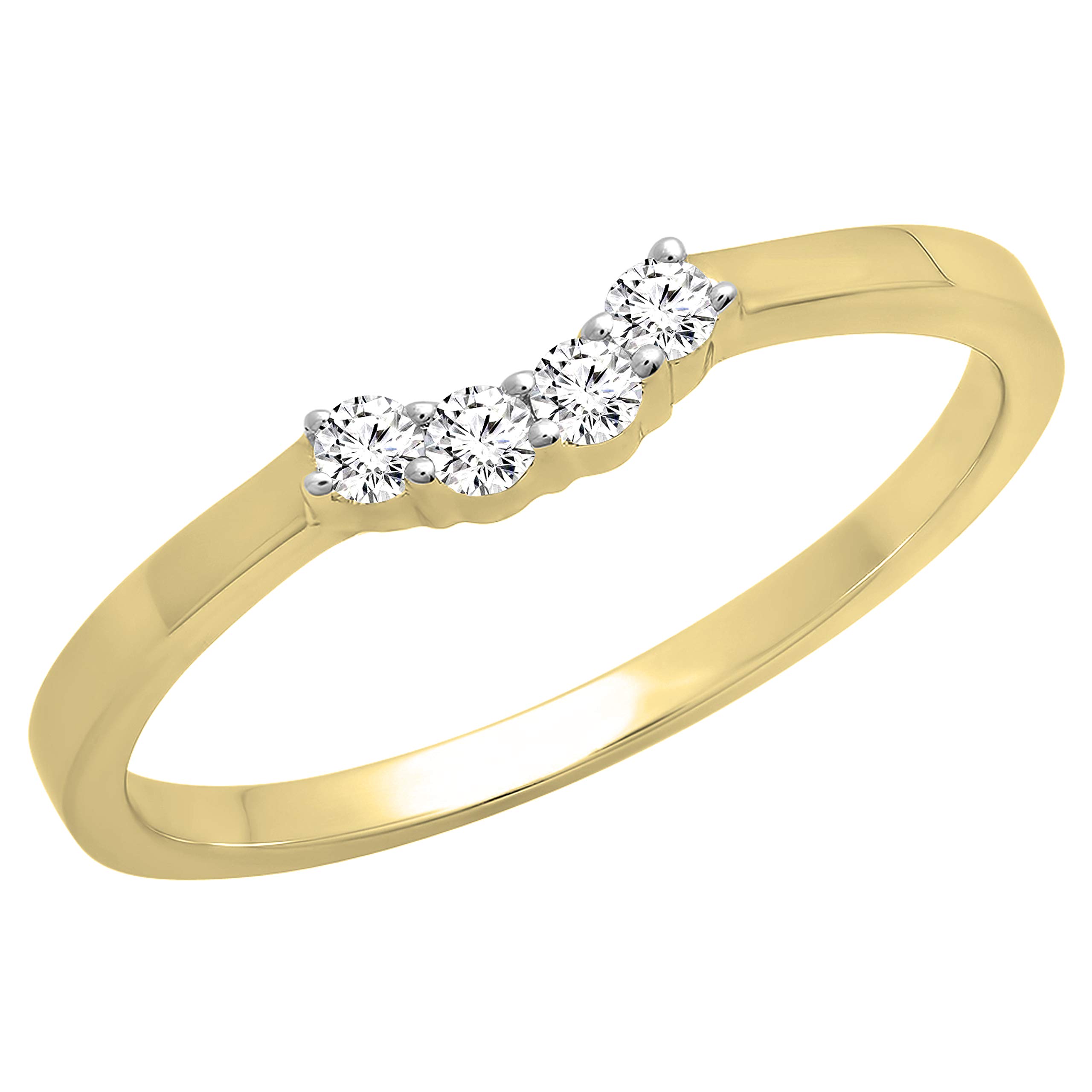 Dazzlingrock Collection 0.15 Carat (Cttw) 10K Round White Diamond Women Stackable Anniversary Band, Yellow Gold