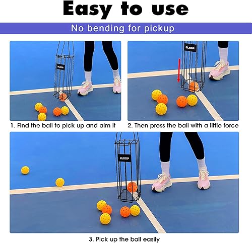 Miniatura 6 de Recolector portátil de pelotas de pickleball y tenis, cesta recolectora, contenedor de tolva para recolección y almacenamiento, herramienta de
