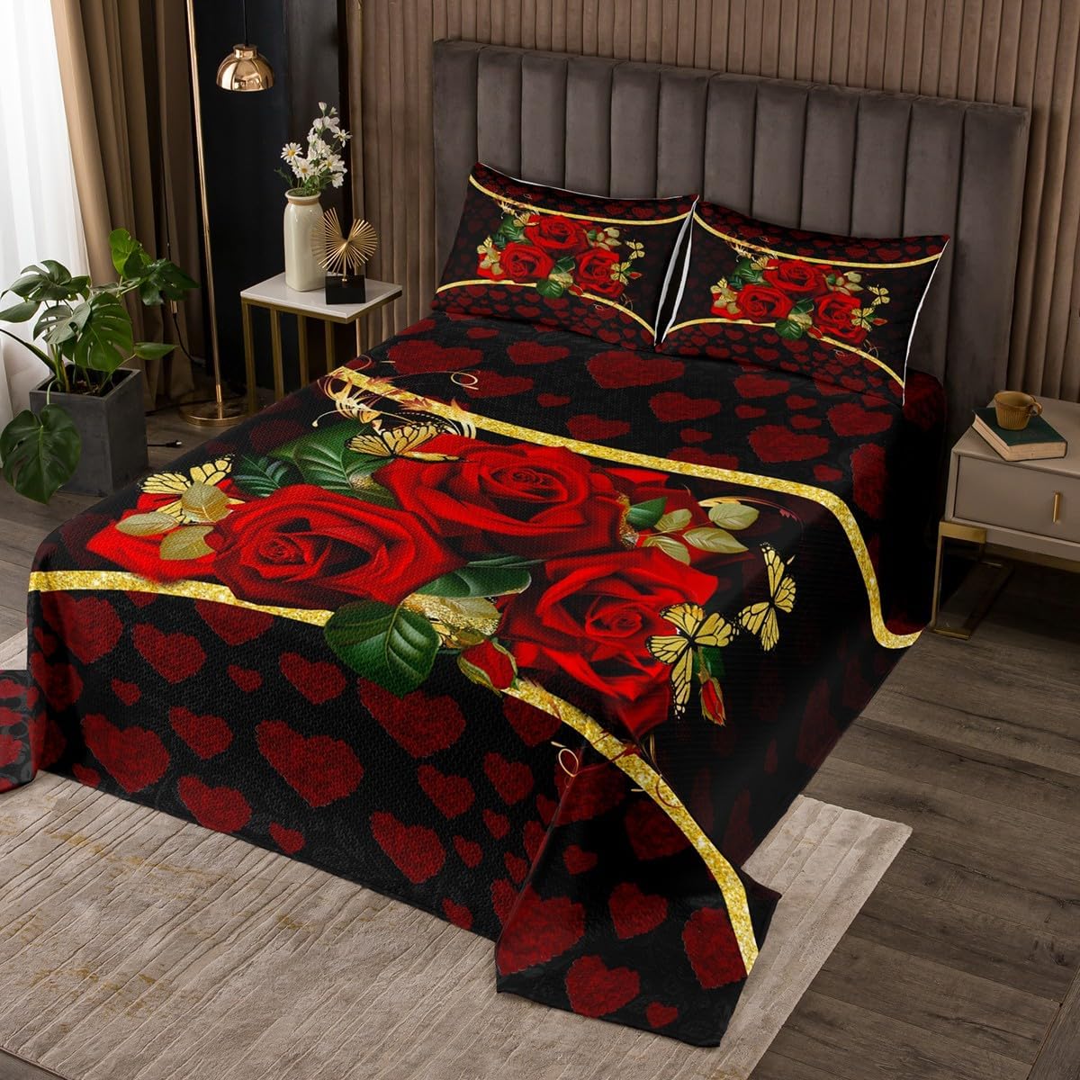 Manfei St. Patrick's Day Bedspread Queen Size, Lucky Clovers Quilted Coverlet with 2 Pillowcases, Green Shamrocks Coverlet Set 3pcs for Kids Boys Adults Room Decor, Soft Polyester Bedding Quilt