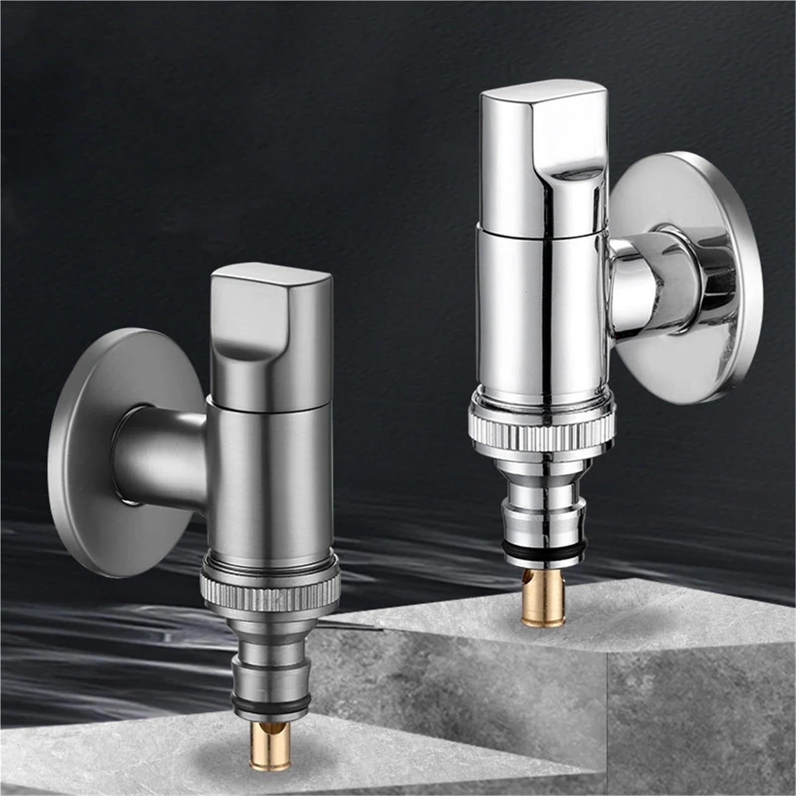 Válvula de ángulo de grifo multifunción, válvula de ángulo de apertura de agua de latón, válvula de Clip de parada de agua G1/2 montada en la pared, 2 uds. Para Cocina, BañO(Silver)