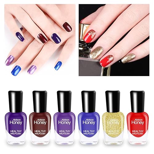 Miniatura 2 de Abitzon Nuevo juego de esmaltes de uñas (10 botellas), no tóxico, ecológico, fácil de quitar y de secado rápido, esmalte de uñas a base de agua