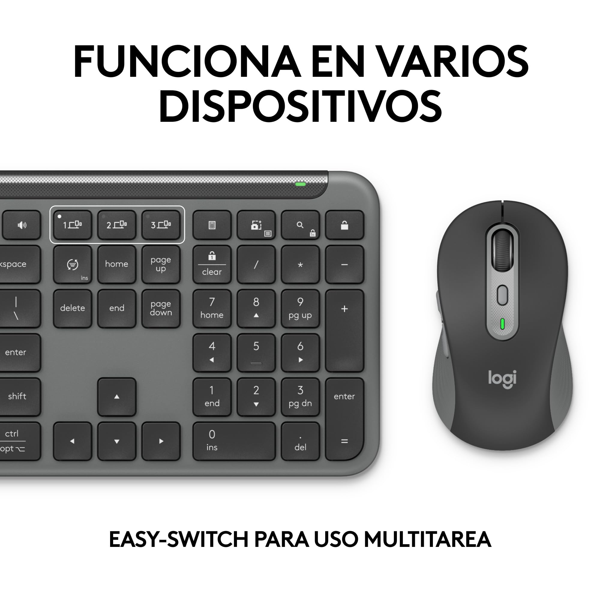 Logitech Signature Slim MK950 for Business | Combinación teclado y ratón inalámbricos, escritura discreta, receptor seguro, Windows/Mac/Chrome/Linux, QWERTY ESP - Grafito