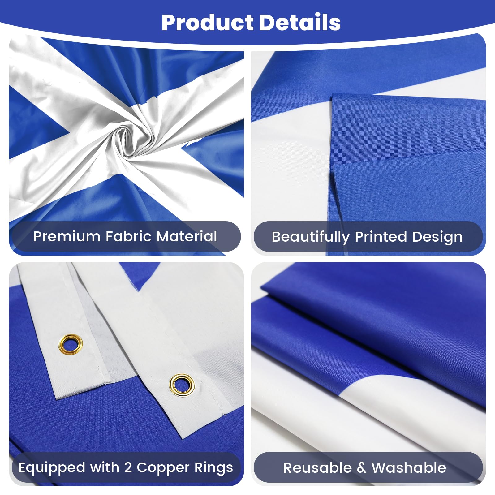 PartyYaa Scotland Flag, 5ft x 3ft Scottish Flag for Party Decorations Single Side with 2 Brass Eyelets, Waterproof - Image 3