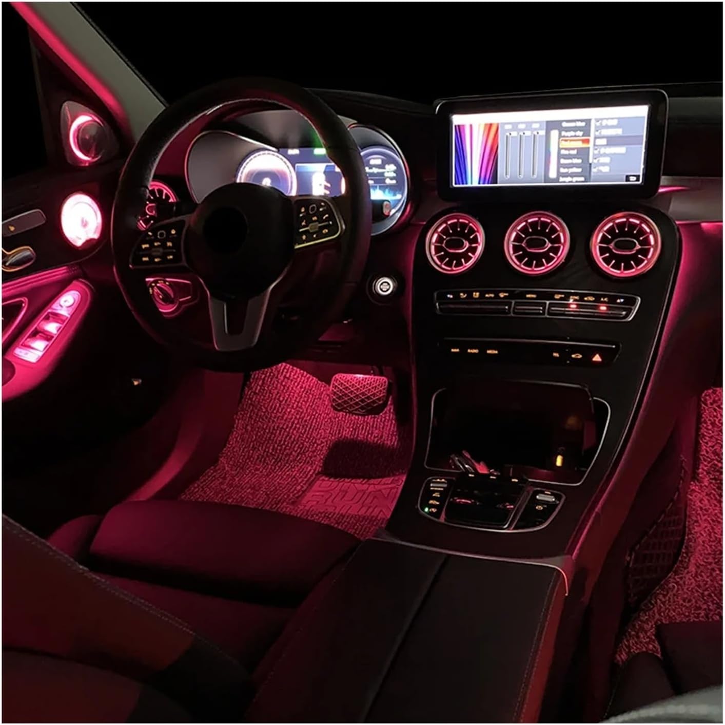 Fit For Benz W205 15-21 C-Class GLC X253 15-22 Nozzle Air Conditioning Ambient Lights Car Retrofit kit App Control(W205 15-21 front5pcs)