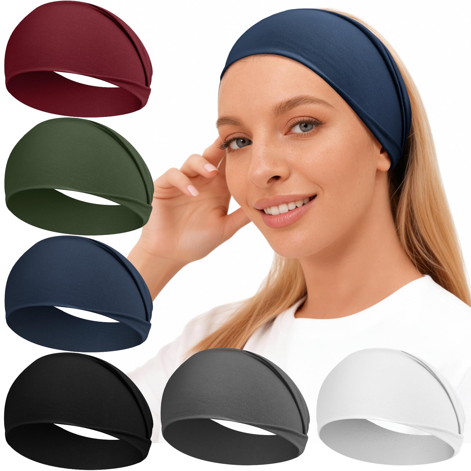 Loiluliy Stirnband Damen Sport, 6 Pack Haarband Damen Herren Breit Stirnbänder Dünn, Elastisch Headband Unisex Hair Band Haarschmuck für Sport Laufen Gym Joggen Yoga Workout und Alltagsmode