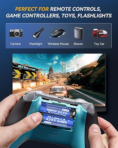 Miniatura 3 de PUJIAMX - Baterías AA recargables de litio de 4255 mWh con cargador, alta capacidad de 1.5 V, baterías dobles A, más de 2000 pilas de ciclo AA para