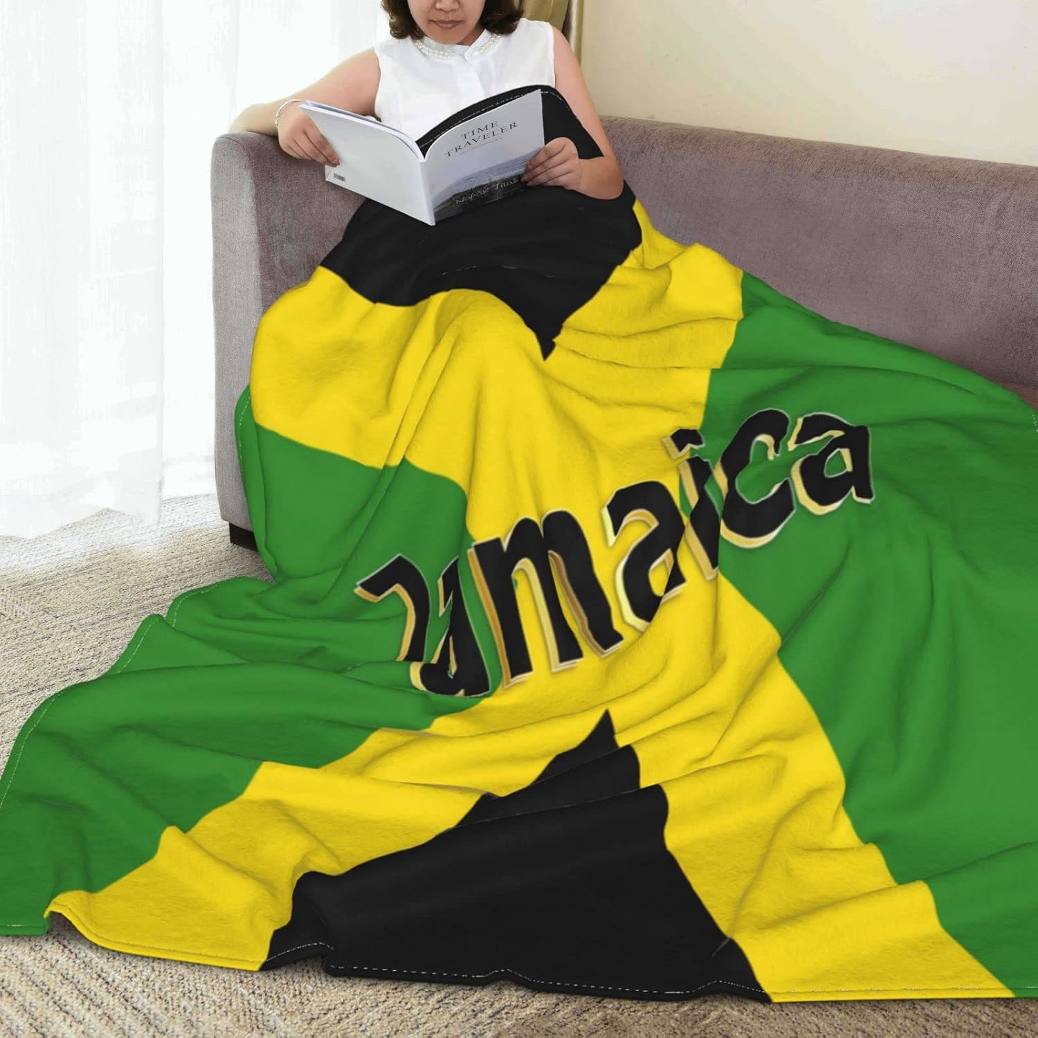Retro Jamaican Kingdom Flag Throw Blanket Fleece Blanket Soft Cozy Warm Jamaica Flannel Blanket for Living Room Couch Bed Office 50"x 40" - Image 7