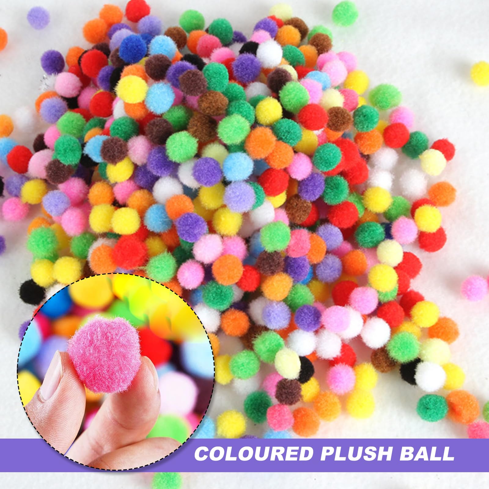 Lot De 2 000 Pompons De Couleurs Assorties Pour Travaux Manuels, Mini Pompons De 10 Mm Pour Loisirs Créatifs, Projets De Décoration