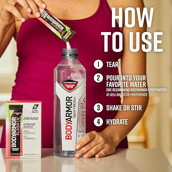 BODYARMOR Flash IV Zero Sugar Electrolyte Mix, Berry/Citrus Variety, 15 Ct