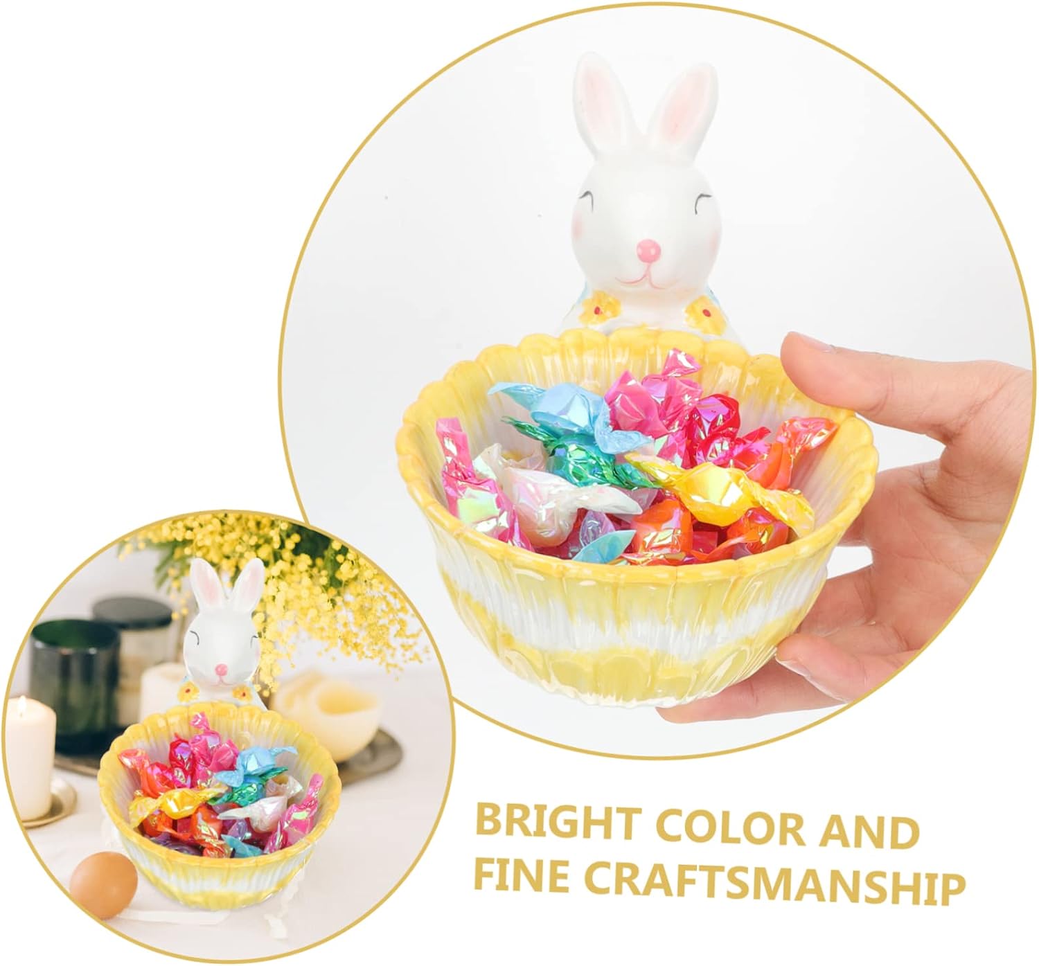 PRETYZOOM Easter Bunny Ceramic Storage Bowl Small Rabbit Candy Dish Decorative Basket for Desktop Garden Party Decor Friendly Porcelain Ornament