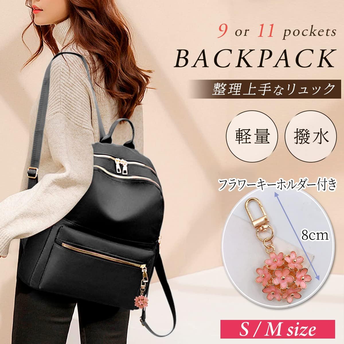 [fortulux] リュック レディース A4 軽量 大容量 防水 通勤 旅行 黒