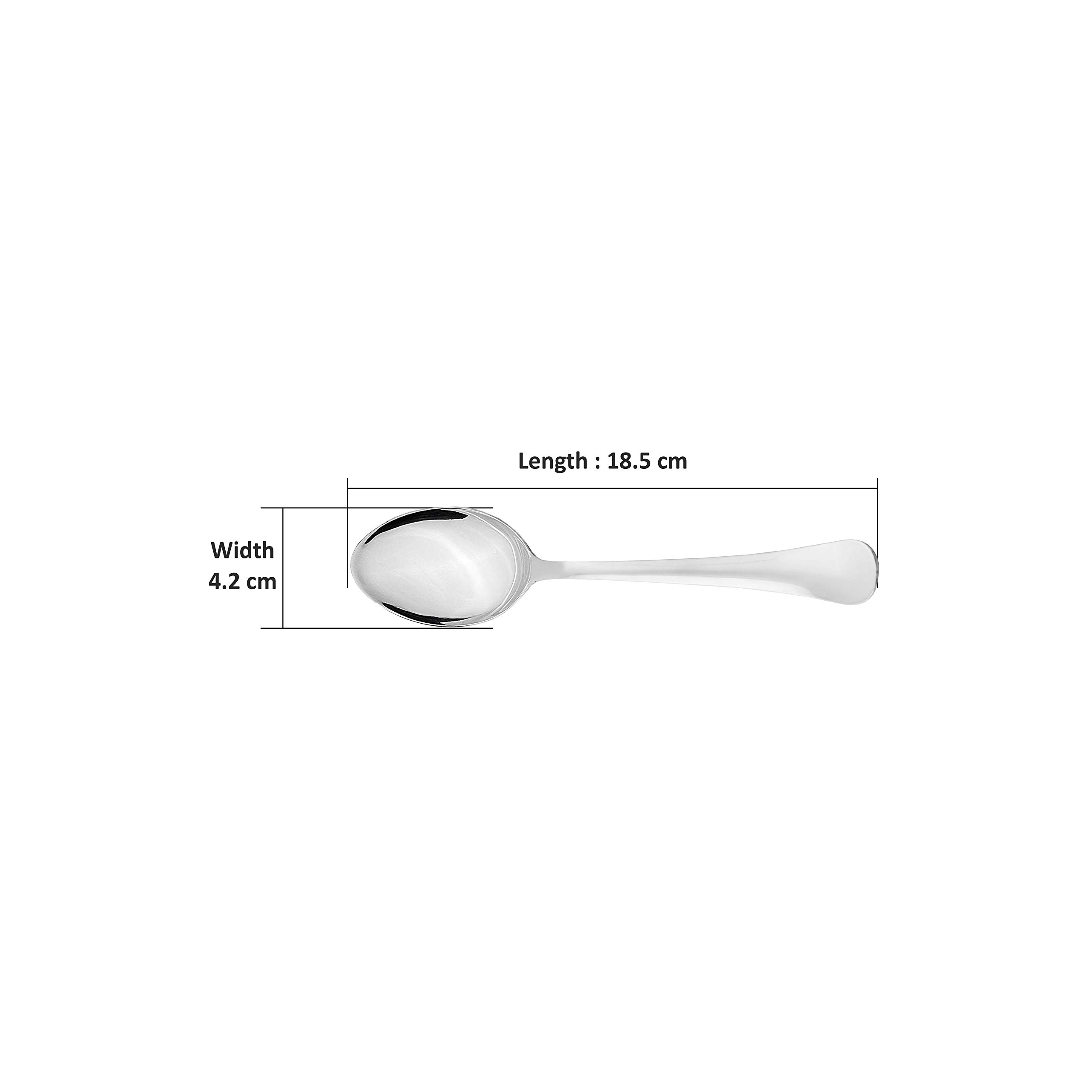Sumeet Wysokiej jakości zestaw łyżek deserowych/stołowych ze stali nierdzewnej, 12 szt., (18,5 cm L) (grubość 1,6 mm)