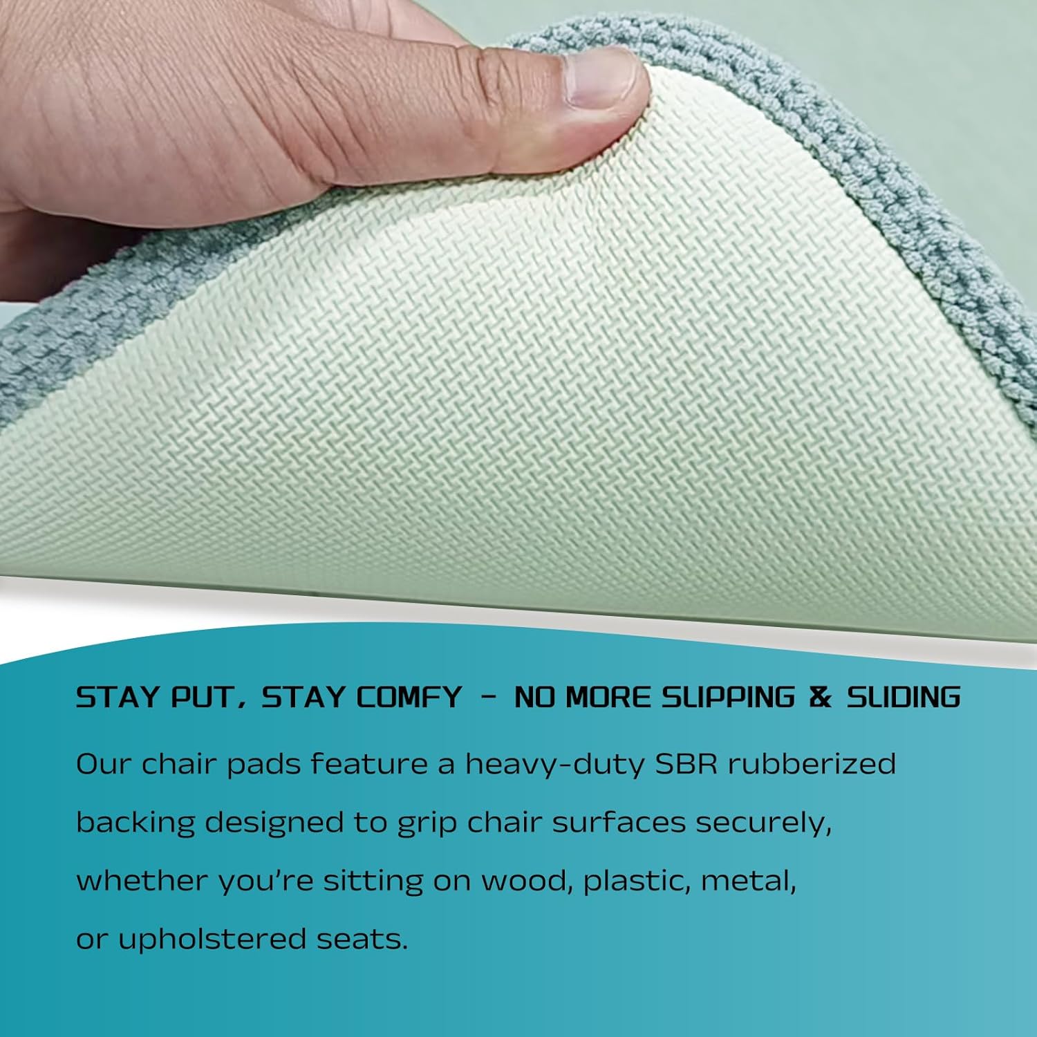 Ultra-Soft Dining Chair Pads with Memory Foam - Non-Slip SBR Backing, Thickened Cushion for Kitchen & Office Chairs (Aqua, 16''L*16''W(2pcs/Set))