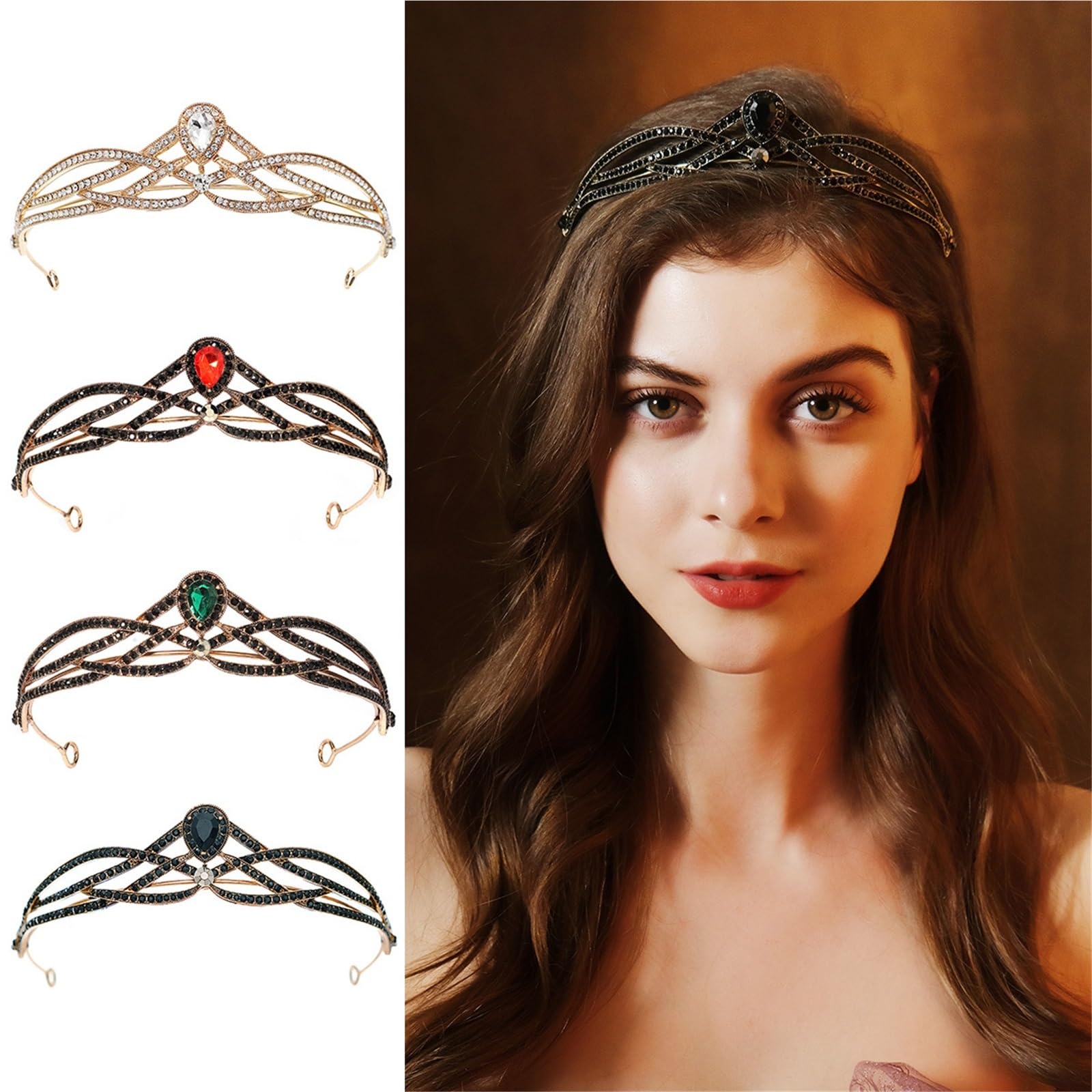 Tiara regina nuziale con corona di strass unica Per donna