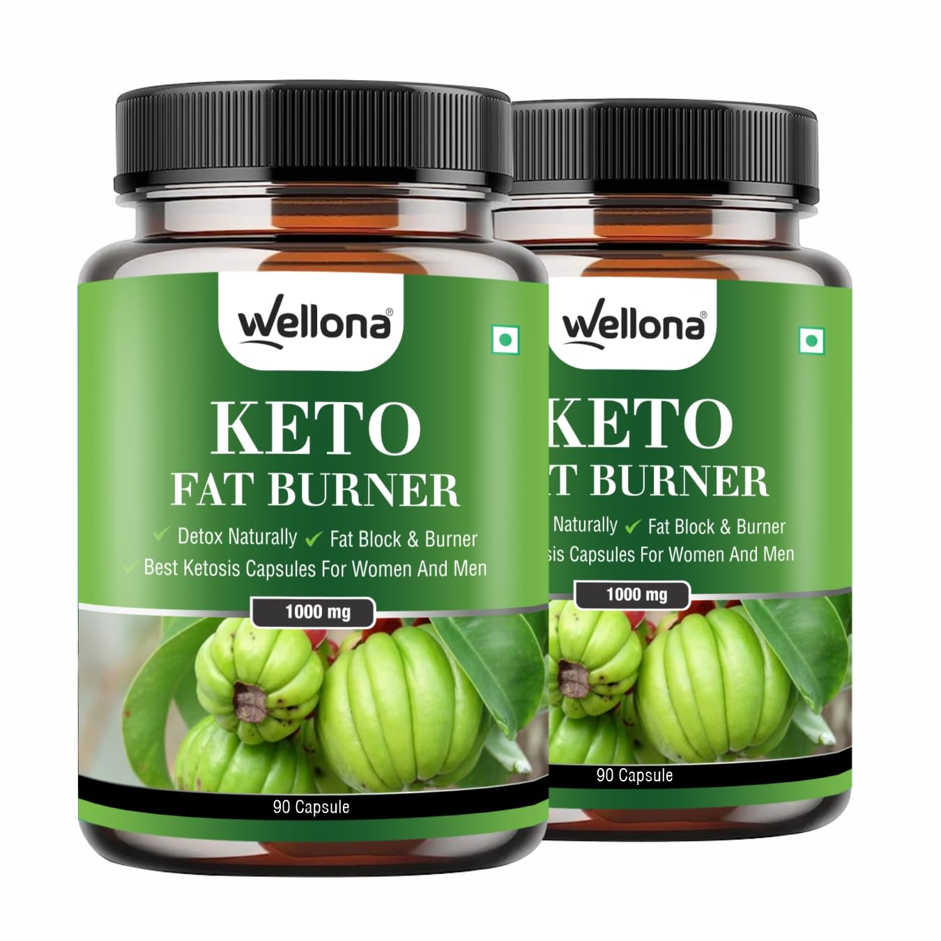 Keto Fat Burner 90 Capsules 1000MG, Weight Loss Supplement with Garcinia Cambogia, Green Coffee Beans Green Tea Extract Metabolism Booster Thighs, Belly Fat Burner for Men & Women (Pack of 2)