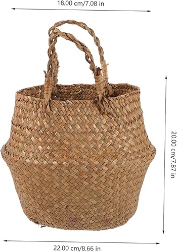 Miniatura 8 de DOITOOL Cesta de flores tejidas de hierba marina, cesta de pascua, maceta tejida de hierba marina, cestas de armario, cesta de juguetes, bolsa de