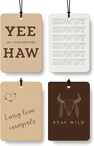 Miniatura 15 de Ambientador de coche bohemio occidental, 4 piezas con aroma a coco, calaveras de vaca Howdy, rodeo, vaquera, accesorios de coche, decoración