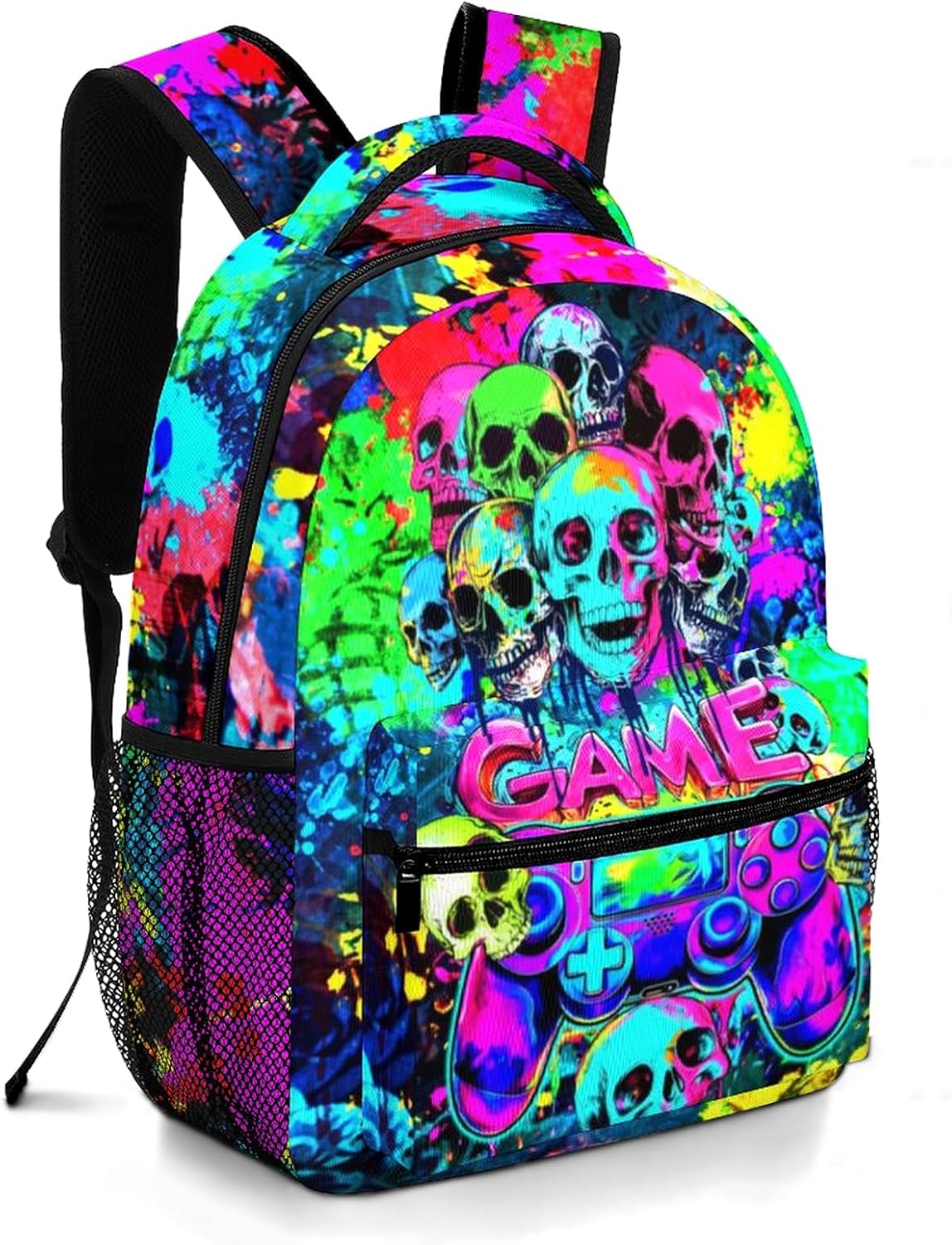 Moduyok Backpack For Boys Graffiti Game School Backpack for Boys Kids Children Teens Elementary Middle School Students Bookbag Ages 6-18 Lightweight Travel Back Pack