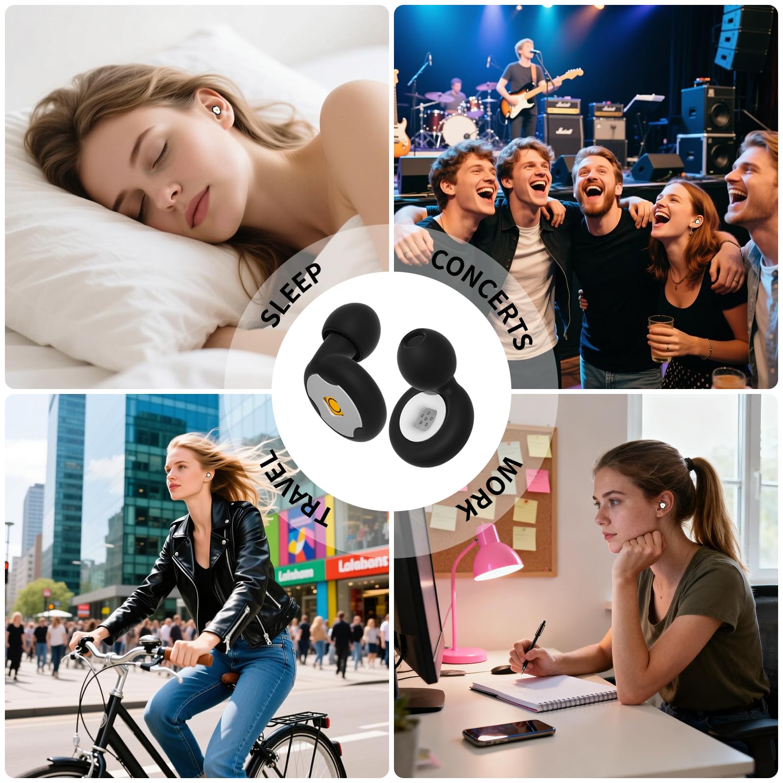 Bouchon D'oreille Pour Dormir, Bouchon D'oreille Anti Bruit，Silicone ultra-doux Réutilisable, Protection Auditive Fiable Pour Sommeil, Travail, Concentration, Voyages et Concerts (Noir)