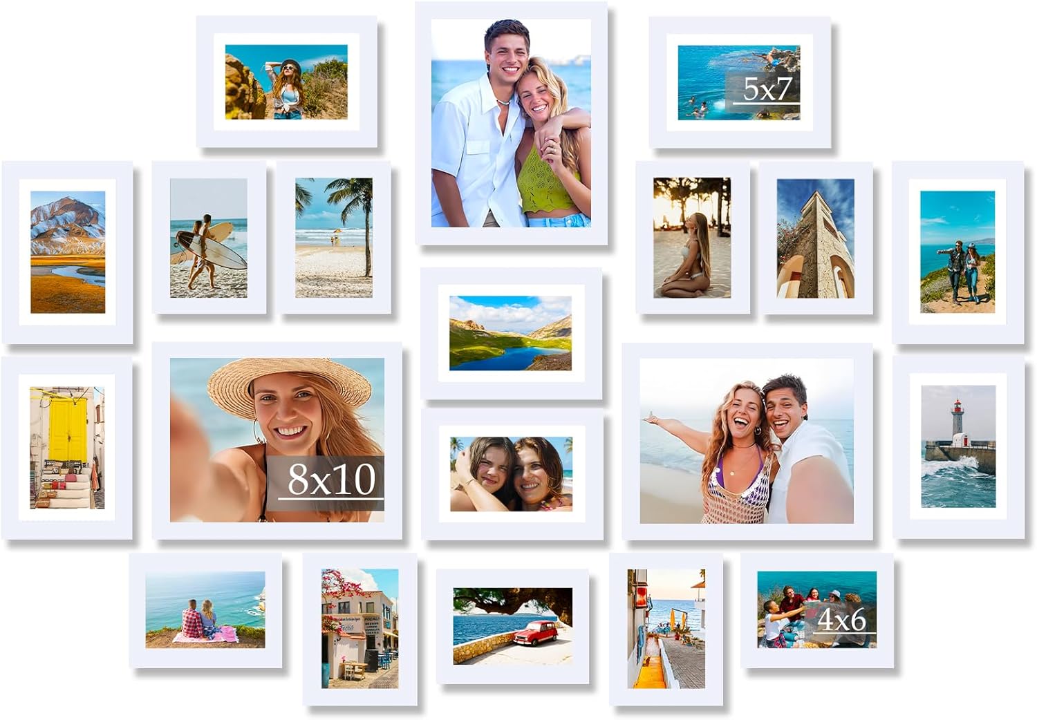 20 Packs Picture Frames Collage Wall Decor for Wall Hanging or Tabletop Display, Gallery Wall Frame Set for Family, Multi Sizes Photo Frames Collage Including 3Pcs 8x10, 8Pcs 5x7, 9Pcs 4x6, White