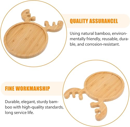 Miniatura 4 de DOITOOL Bandeja de madera de Navidad para servir sushi en forma de reno de Navidad, bandeja de aperitivos bandeja de charcutería de Navidad para