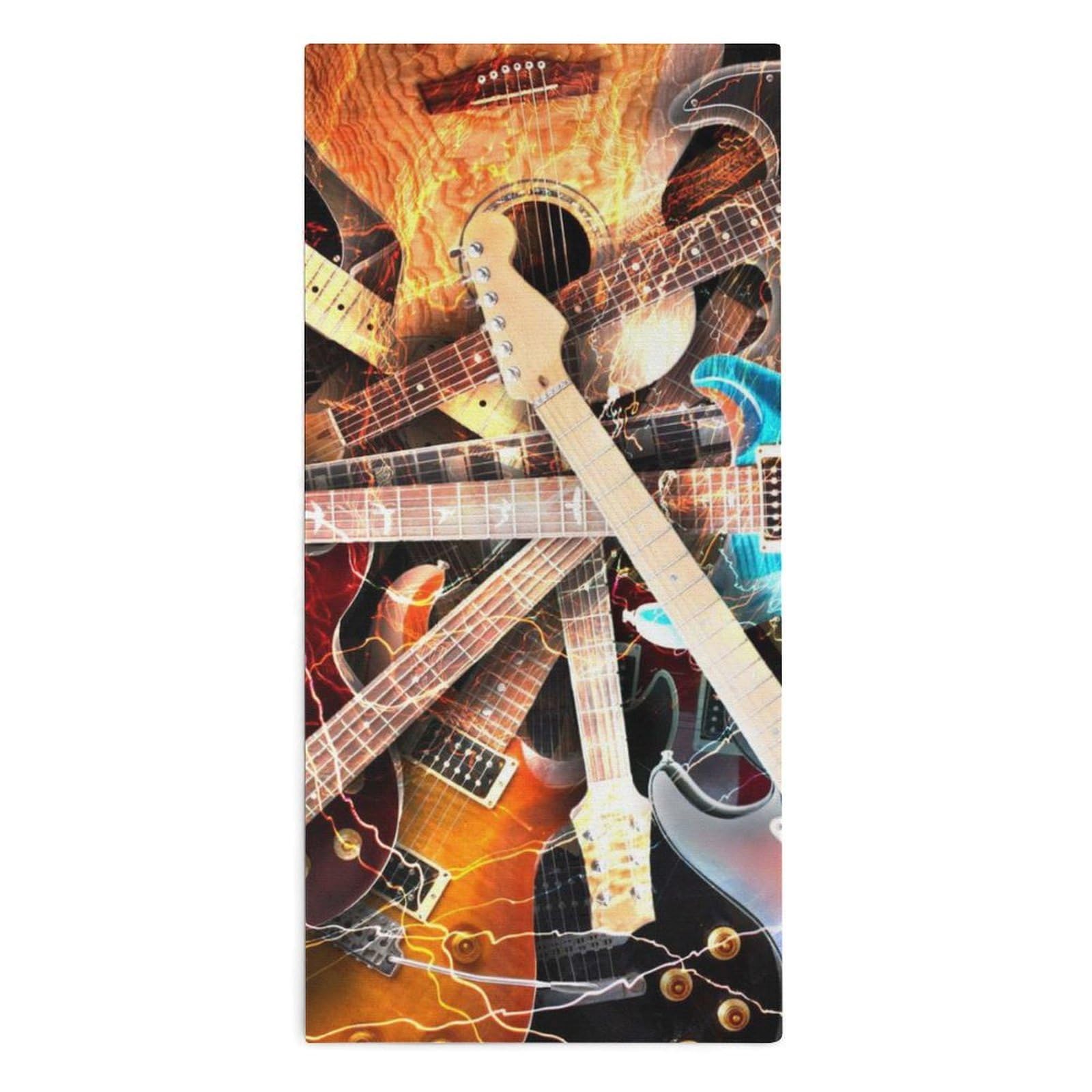NCLQVJXZKHW Electric Guitar with Thunder Hand Towels Soft Face Towel Gym Bathroom Travel Hotel 13"x28"