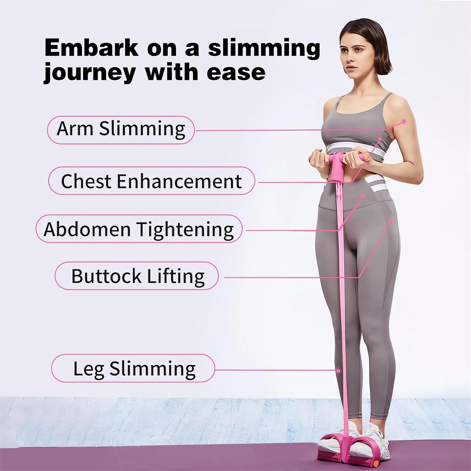 21 bandas de resistencia de fitness, extractor de tobillo con pedal de 4 tubos, bandas de ejercicio con asas, bandas de ejercicio para entrenamiento de brazos y pesas de brazo, equipo de ejercicio