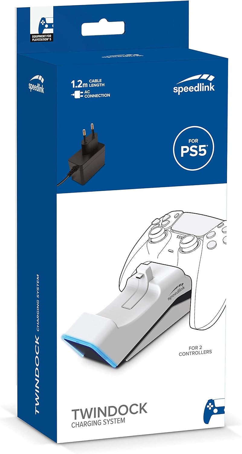 TWINDOCK Charging Station - Controller Charger with 2 Slots, for PS5, White
